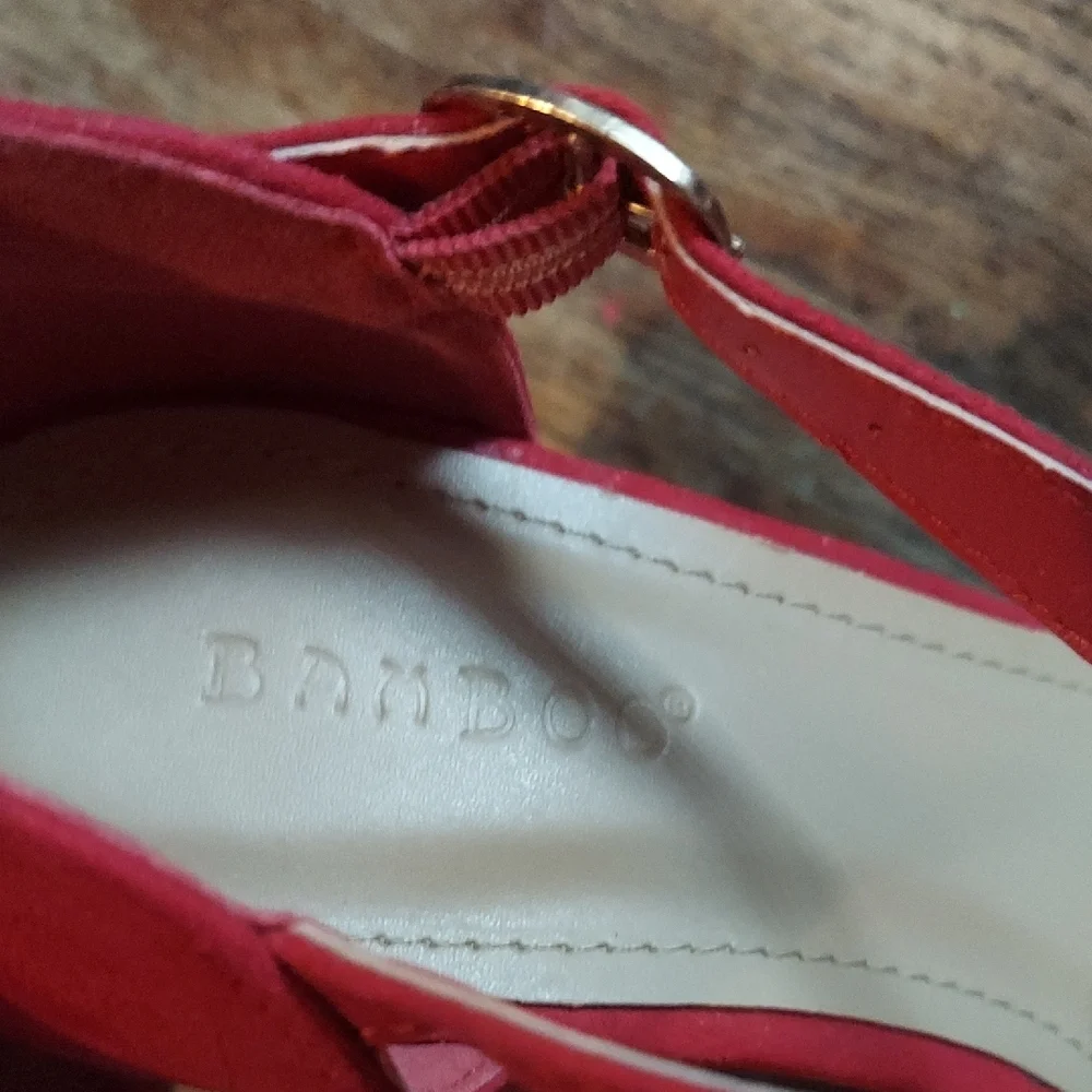BAMBOO Red Platform Heels with Chunky Block Heel and Peep-Toe - Picture 3 of 11